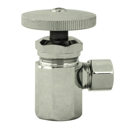 WESTBRASS Round Handle Angle Stop Shut Off Valve 1/2-Inch IPS Inlet W/ 3/8-Inch Compression Outlet in Polished D103-05